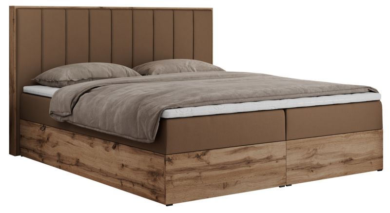 Łóżko kontynentalne MKS Meble BELLISSIMO 140x200 H4 brązowy ekoskóra 1szt.