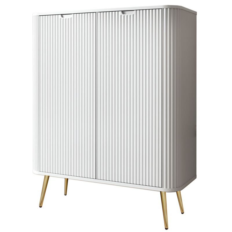 Komoda dwudrzwiowa Bettso Zova 103 cm wysoka na złotych nogach biały 1szt.