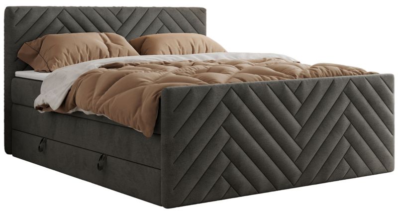 Łóżko kontynentalne MKS Meble PARIS KING DUO 160x200 H3 Ciemnoszary welvet 1szt.