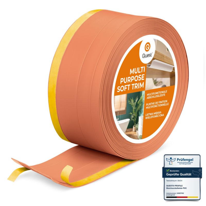 Listwa wykończeniowa W2 z PCV 4w1 120mm, QUEST samoprzylepna, maskująca elastyczna listwa podłogowa, ścienna, ceglany, 15m