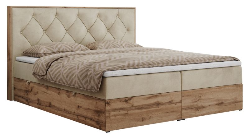 Łóżko kontynentalne MKS Meble VENETO 160x200 H3 beżowy welwet 1szt.