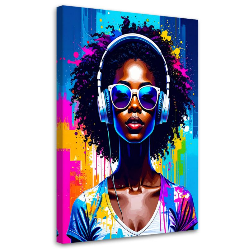 Obraz nowoczesny Feeby Abstrakcja Kobieta DJ Muzyka 60x90cm 1szt