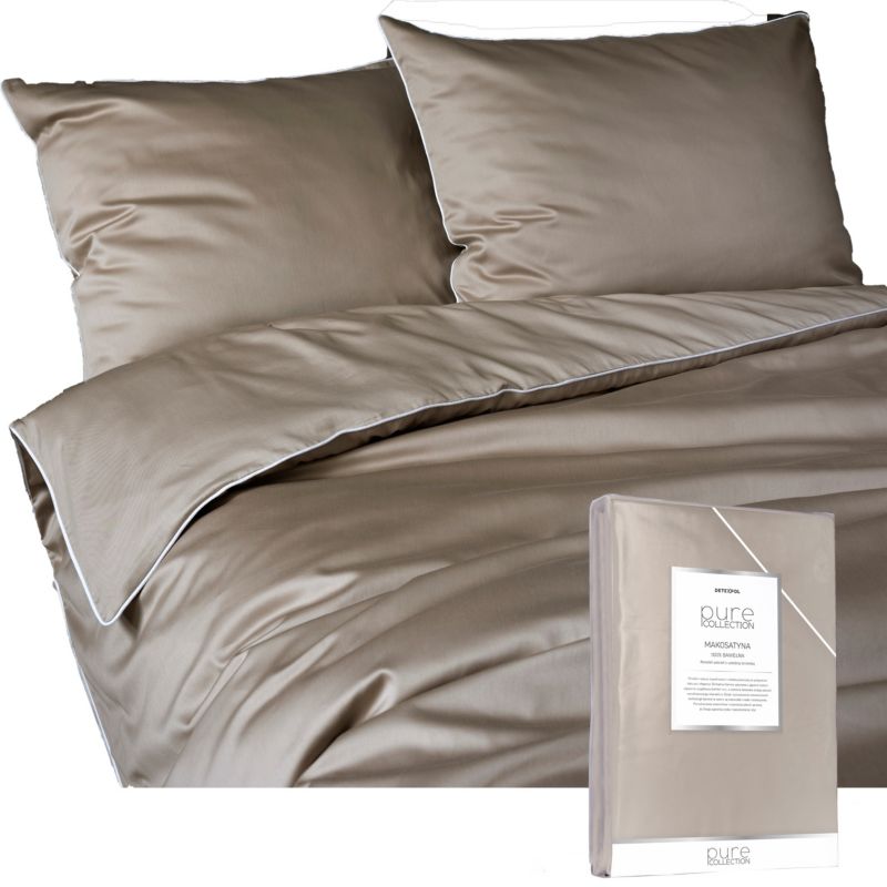 Pościel Detexpol Pure 160x200cm + 2x poszewka 70x80cm z bizą bawełna taupe 1 kpl.