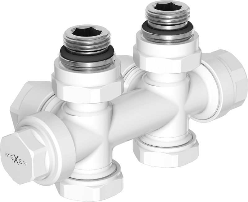 Zawór grzejnikowy prosty/kątowy Mexen Duplex biały 1 szt.