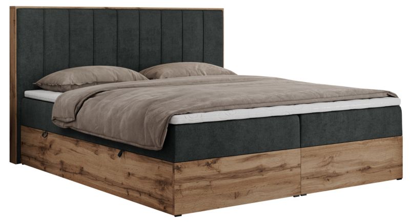 Łóżko kontynentalne MKS Meble BELLISSIMO 200x200 H4 ciemnoszary struktura 1szt.