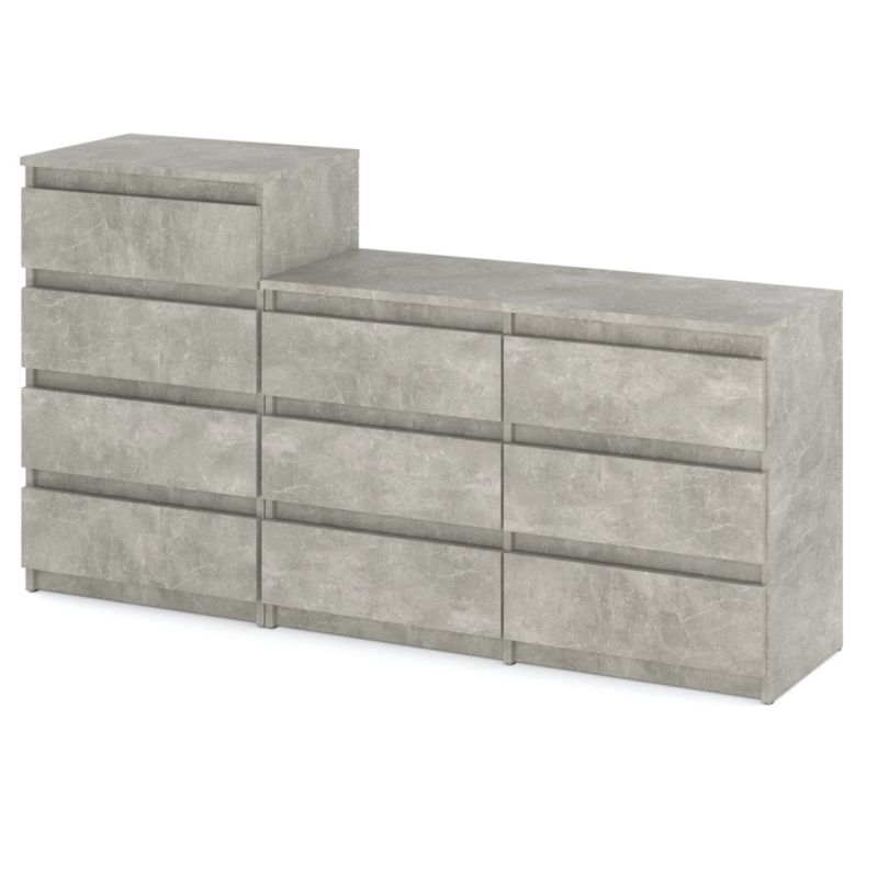 Komoda Hurtownia-Mebli Szuflady 10 Zestaw komód Hugo 64 160cm Beton Beton 160x33.5x92.5 cm 1szt.