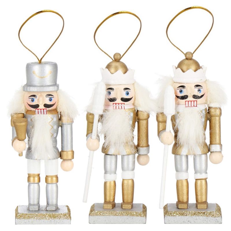 Zawieszki choinkowe Springos 3 sztuki dziadek do orzechów drewniane ozdoby świąteczne 1 kpl.