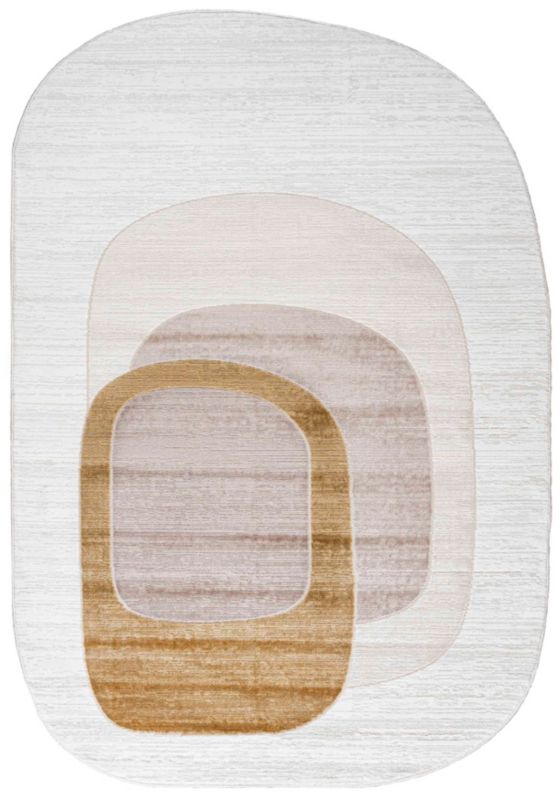 Dywan Dwustronny Wewnętrzny SILA LUX Owalny Mazovia 160 x 220 cm Beżowy Motyw Abstrakcyjny 1 szt.