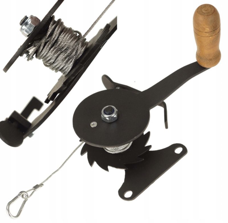 Kołowrotek FEINZ Grila Rusztu Ogniska Łańcucha Linka Karabińczyk 1 szt.