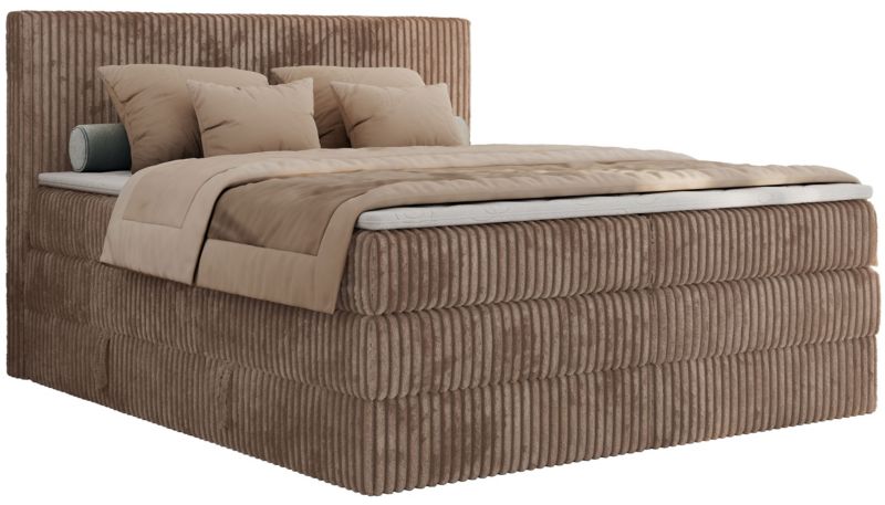 Łóżko kontynentalne MKS Meble TILIANO KING 140x200 H3 brązowy sztruks 1szt.