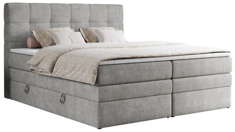 Łóżko kontynentalne MKS Meble ERNI KING 140x200 H3 Jasnoszary struktura 1szt.