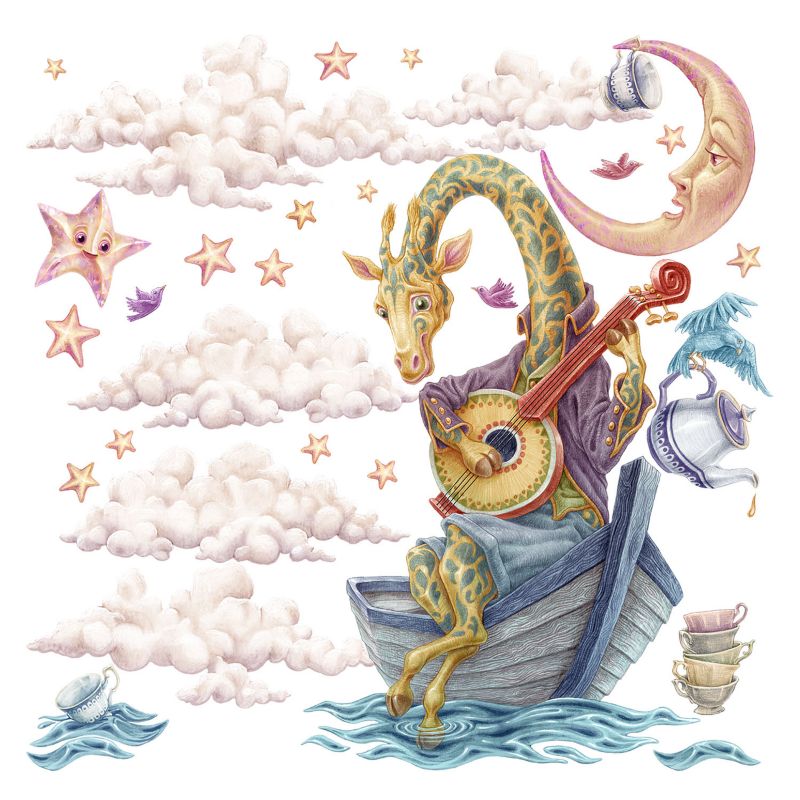 Naklejki Na Meble Wallfluent 113x80 cm Króliki i balon 1 rol.