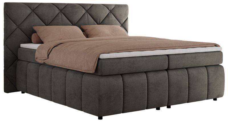 Łóżko kontynentalne MKS Meble RITA 140x200 H4 ciemnoszary welwet 1szt.