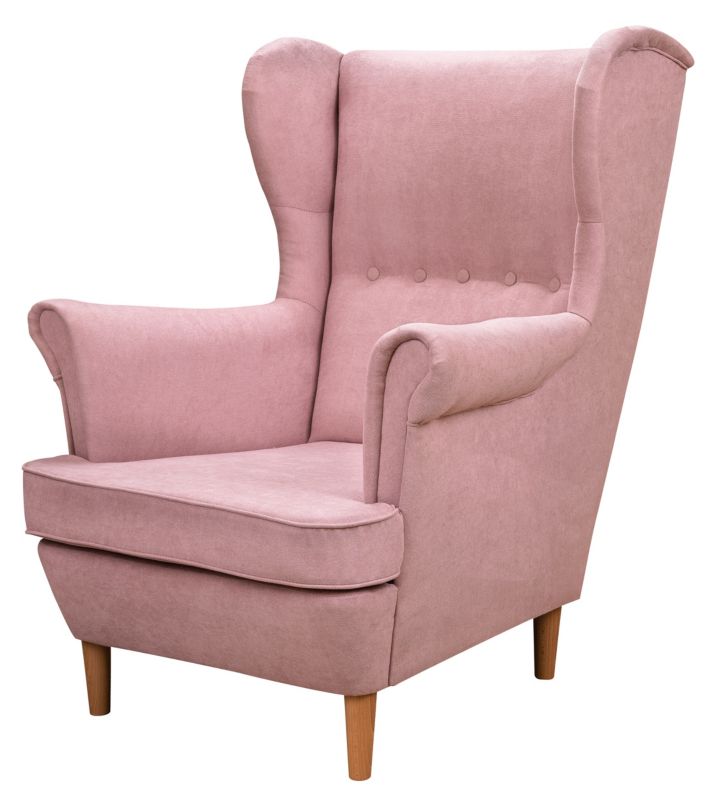 Fotel uszak skandynawski do salonu Bonni Denver Różowy 1 szt.