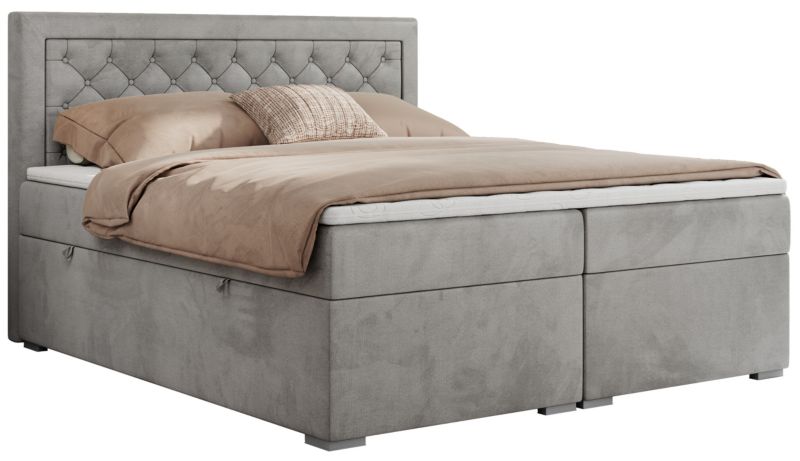 Łóżko kontynentalne MKS Meble JASIR 200x200 H3 jasnoszary welwet 1szt.