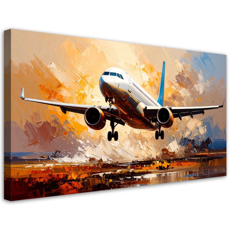 Obraz nowoczesny do biura salonu Feeby Samolot pasażerski 100x50cm 1szt