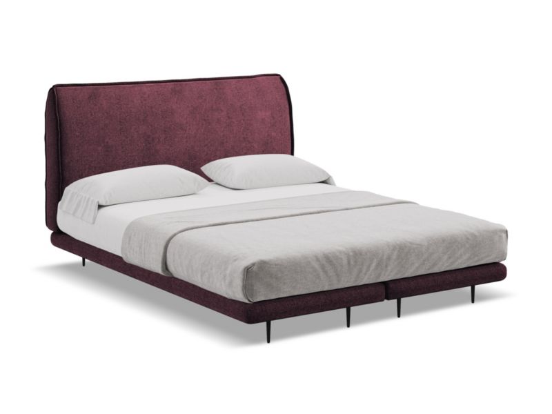 Łóżko LaMiaSofa Halia z tkaniny szenilowej 140x200 bordo 1 szt.