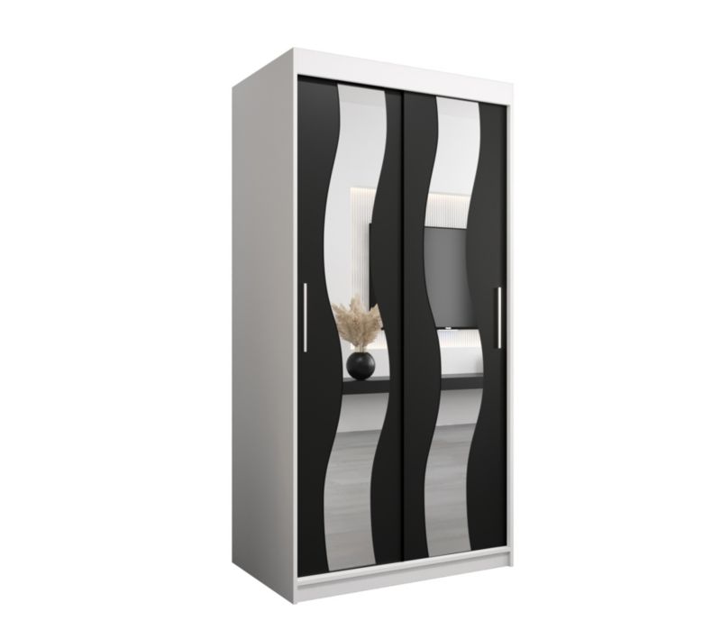 Szafa przesuwna Abiks SEWILLA 100 biały mat + czarny mat 1 szt.