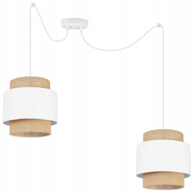 Lampa sufitowa wisząca Light Home LH Boho Juta 2x E27 60W biały 1szt.