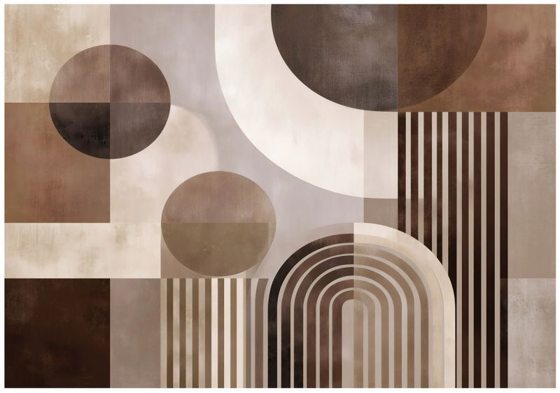 Fototapeta WALLARENA Do Sypialni Salonu Na Flizelinie Art Deco Geometria Abstrakcja Brązowy 350x250 cm 16131VX7 1 szt.