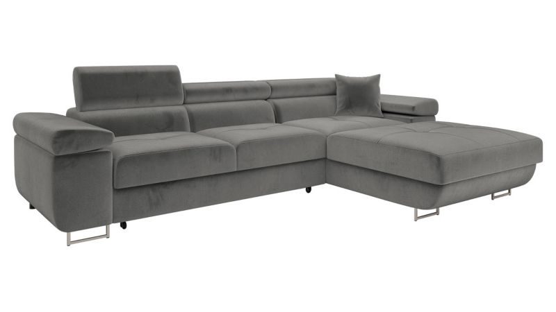 Narożnik MIRJAN 24 z funkcją spania Torezio Mini prawy plusz stalowy szary 1 szt.