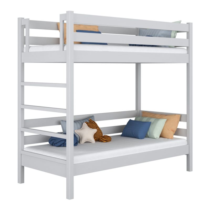 Drewniane łózko piętrowe N-WOOD N03 90x200 popielaty 1 szt.