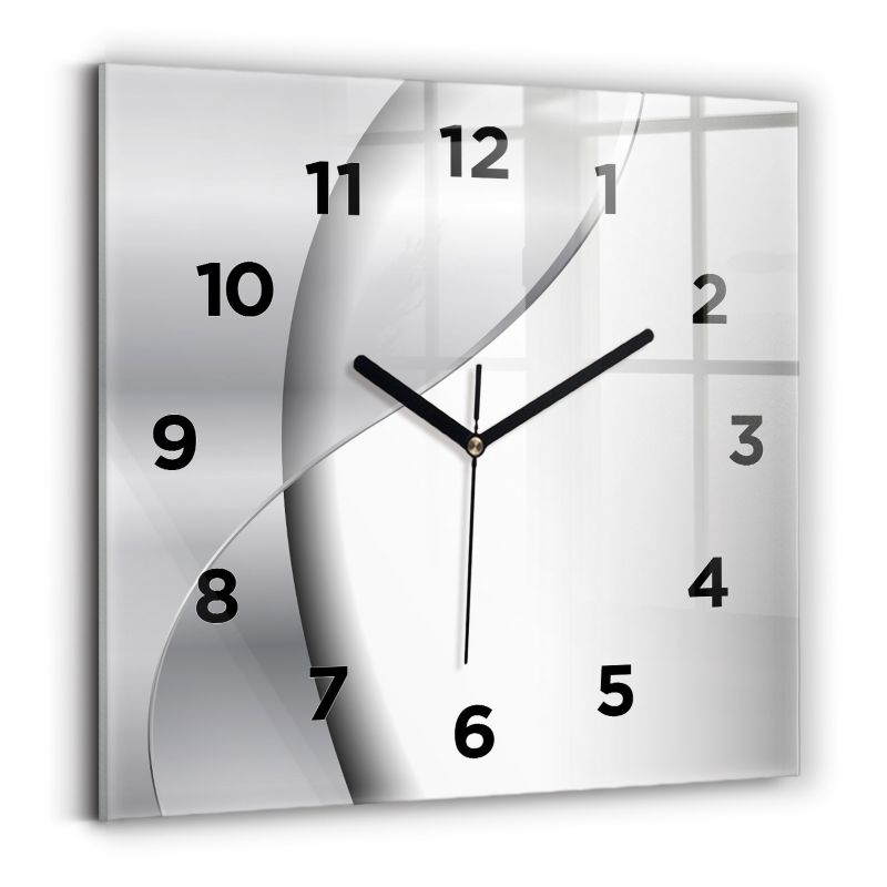 Zegar Wallfluent 30x30 cm Srebrna abstrakcja z czarnymi wskazówkami 1 szt.