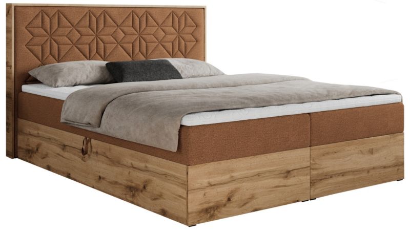 Łóżko kontynentalne MKS Meble NESSI 160x200 H4 Pomarańczowy struktura 1szt