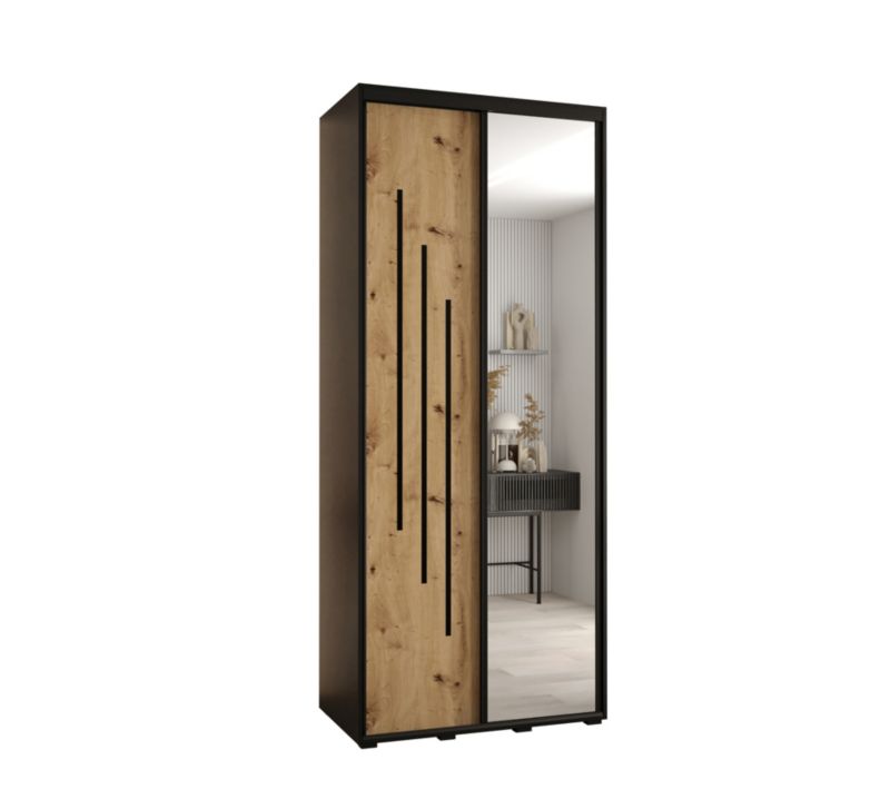 Szafa przesuwna Abiks DAVOS 9 wysoka szer.100cm gł.60cm czarny/artisan/czarny 1szt.