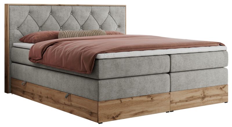 Łóżko kontynentalne MKS Meble VENETO KING 160x200 H3 jasnoszary struktura 1szt.