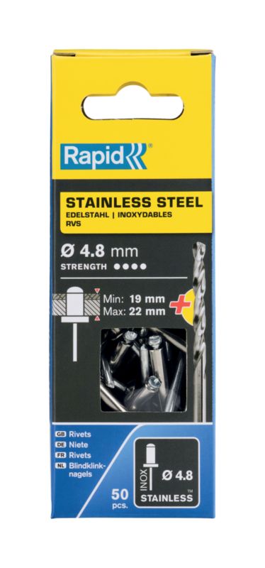 Nity Rapid stal nierdzewna wiertło śr. 4,8 x 25 mm 50 szt.