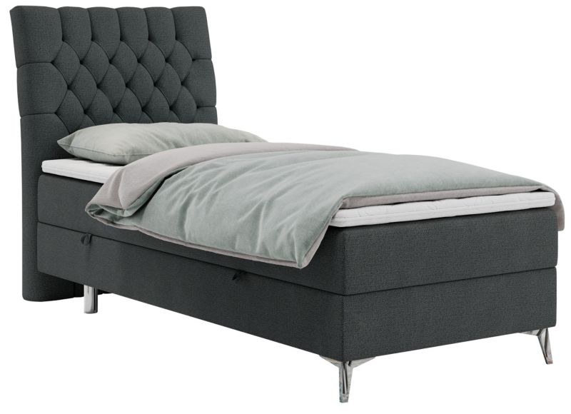 Łóżko kontynentalne MKS Meble MILEN 90x200 H4 ciemnoszary struktura strona lewa 1szt.