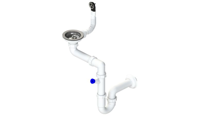 Zestaw odpływowy do zlewozmywaków 1 komorowych, GranMaster, oszczędzający miejsce, manualny z elementami chromowymi 1 szt.