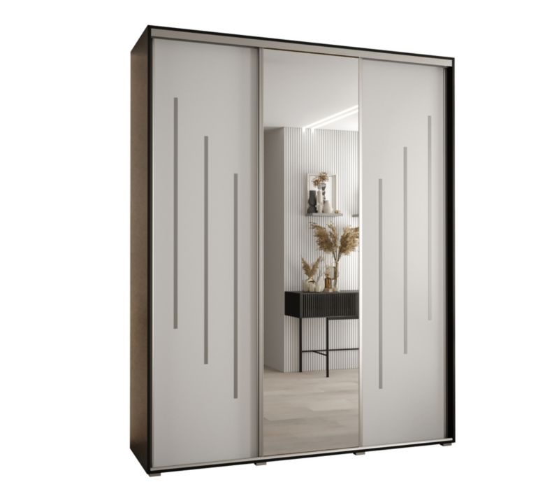 Szafa przesuwna Abiks DAVOS 9 wysoka szer.190cm gł.60cm czarny/biały/srebrny 1szt.