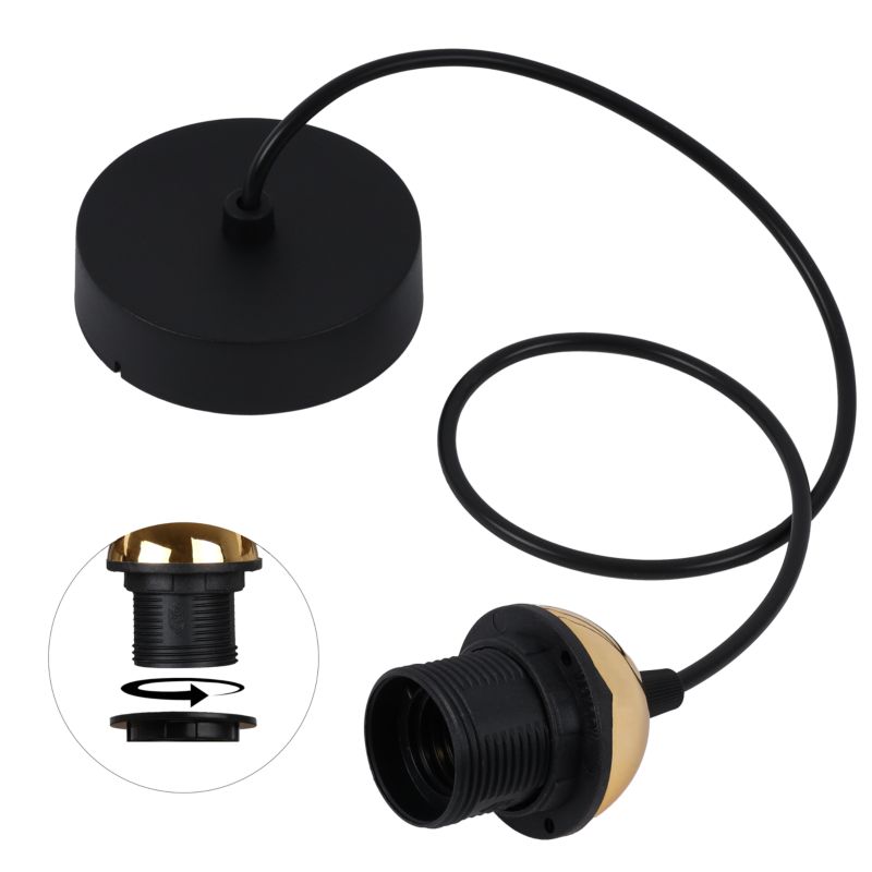 Linka zawiesie do lampy Light Home LH 1x E27 krążek czarny/złoty 1szt.