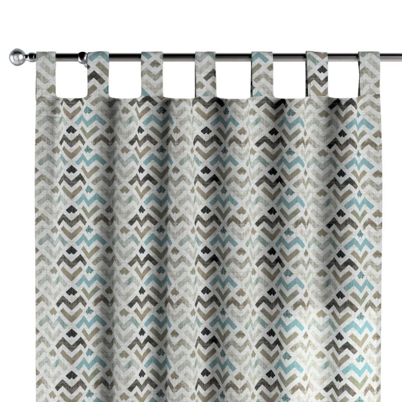 Zasłona na szelkach 1 szt. 130 x 245 cm Dekoria wzór geometryczny w odcieniach pastelowego błękitu i beżu na jasnym tle 1 szt.