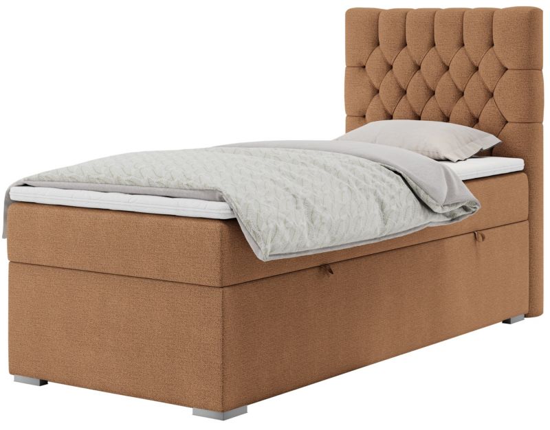 Łóżko kontynentalne MKS Meble PERA 90x200 H3 pomarańczowy struktura strona prawa 1szt.