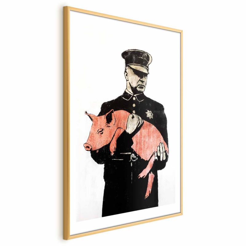 Plakat Artgeist Policyjna świnia 40x60 cm z ramą złotą 1 szt