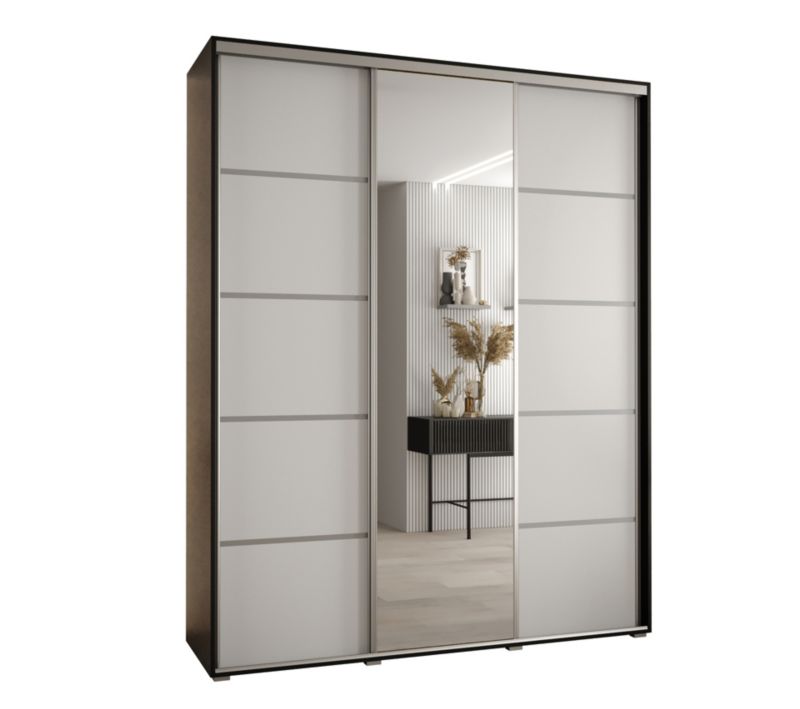 Szafa przesuwna Abiks DAVOS 5 wysoka szer.190cm gł.45cm czarny/biały/srebrny 1szt.