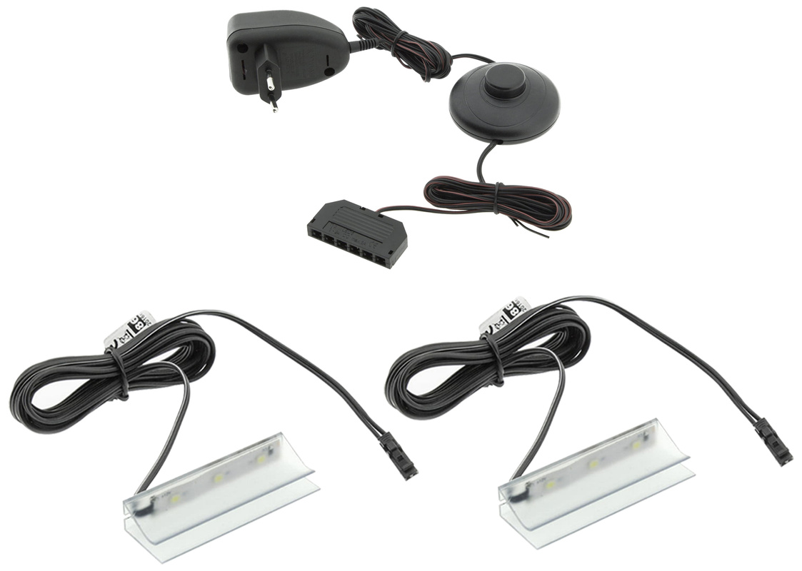 Oświetlenie półek szklanych LED 2 Klipy białe zimne