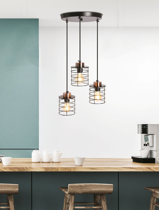 Lampa wisząca sufitowa czarna talerz 3xE27 Glob