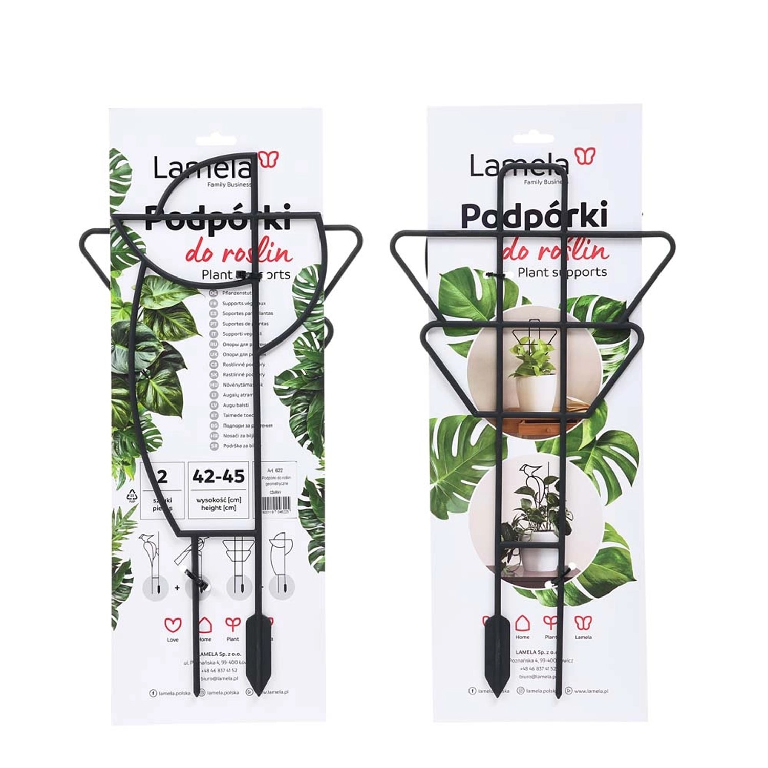 Podpórki do roślin geometryczne czarne - 2 szt.