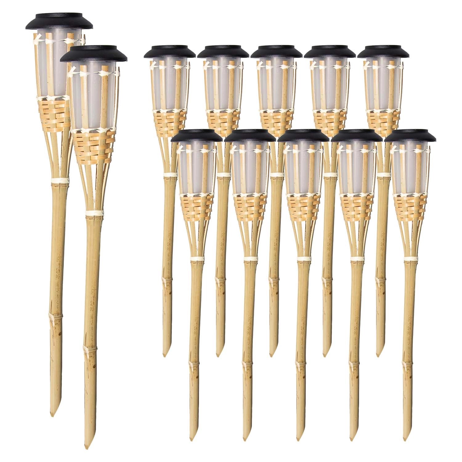 Zestaw 12 sztuk lampek solarnych bambusowych ZEN