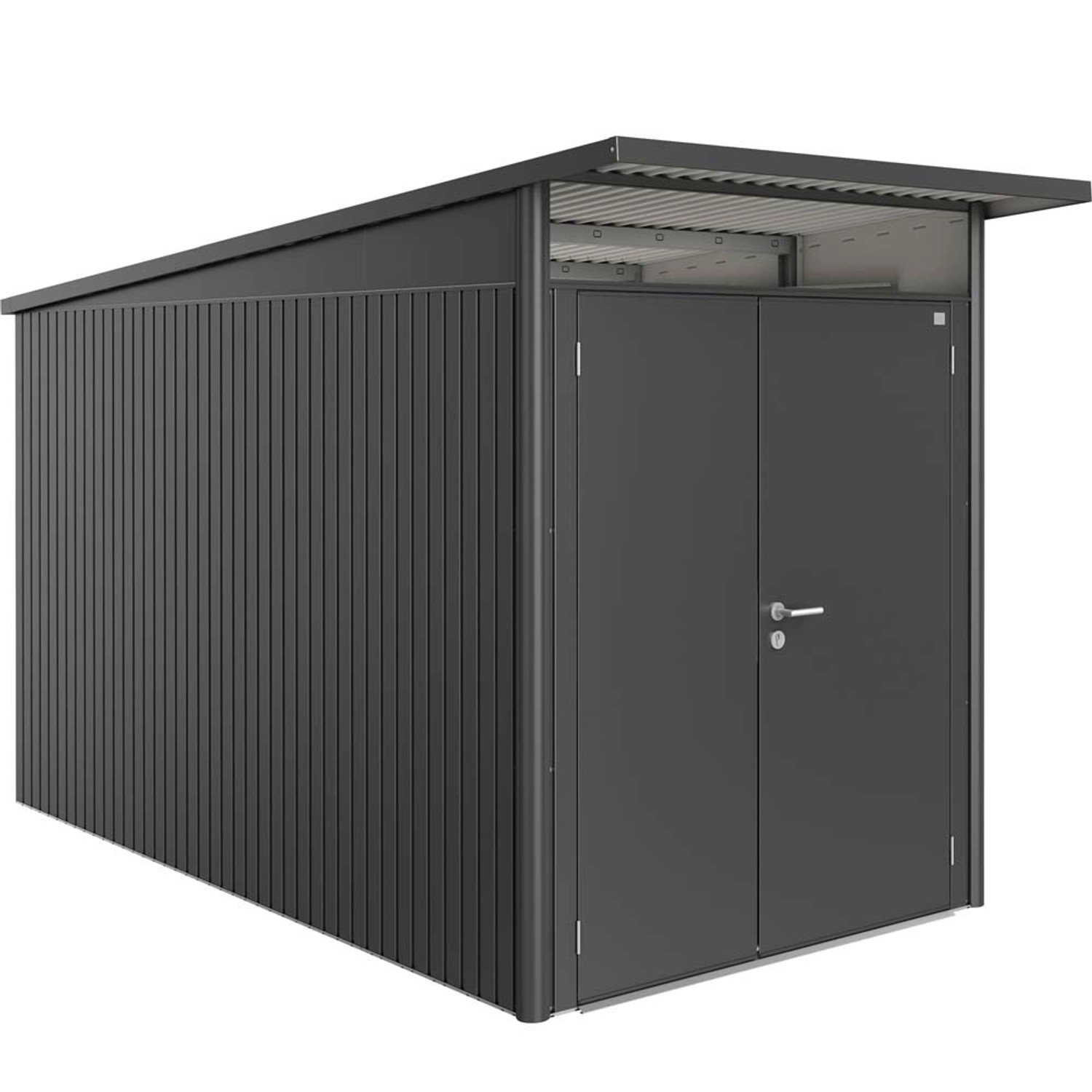 Biohort Domek ogrodowy ciemnoszary drzwi podwójne - 180 x 380 cm