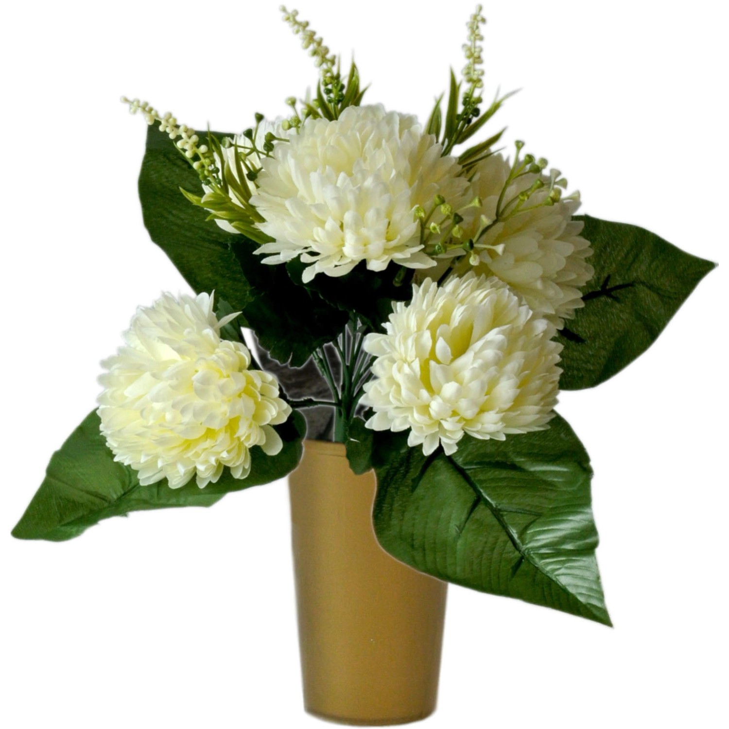 Kompozycja 5 kwiatów w wazonie, biała