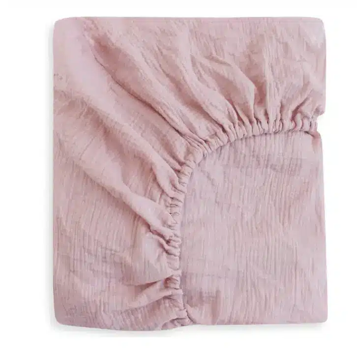 Muślinowe prześcieradło z gumką brudny róż al - 80x40