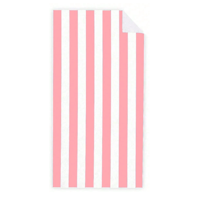Ręcznik plażowy paski różowo-biały 180 cm NS
