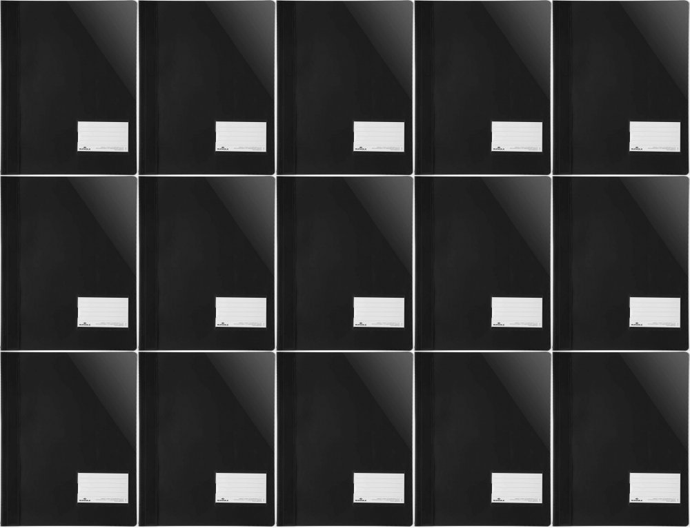 15x Skoroszyt plastikowy Durable, A4+, z okienkiem, do 200 kartek, przezroczysty/czarny