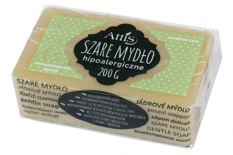 Mydło w kostce Gold Drop Attis, hipoalergiczne, szare, 200g