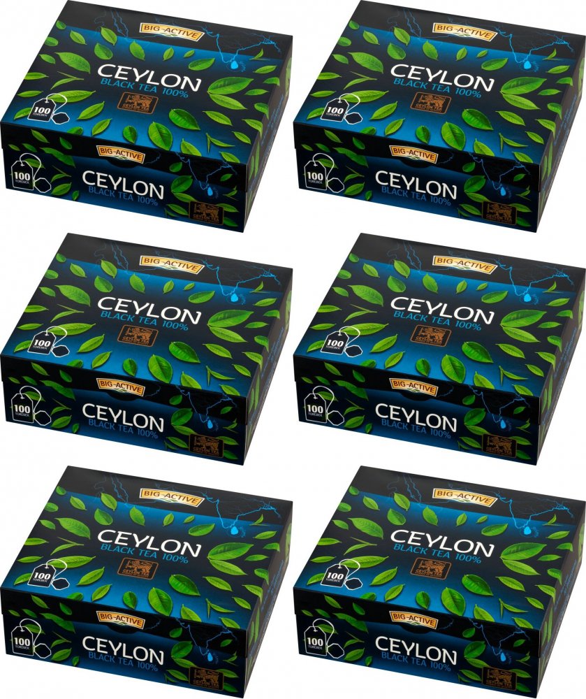 6x Herbata czarna w torebkach Big-Active Ceylon, 100 sztuk x 1.5g